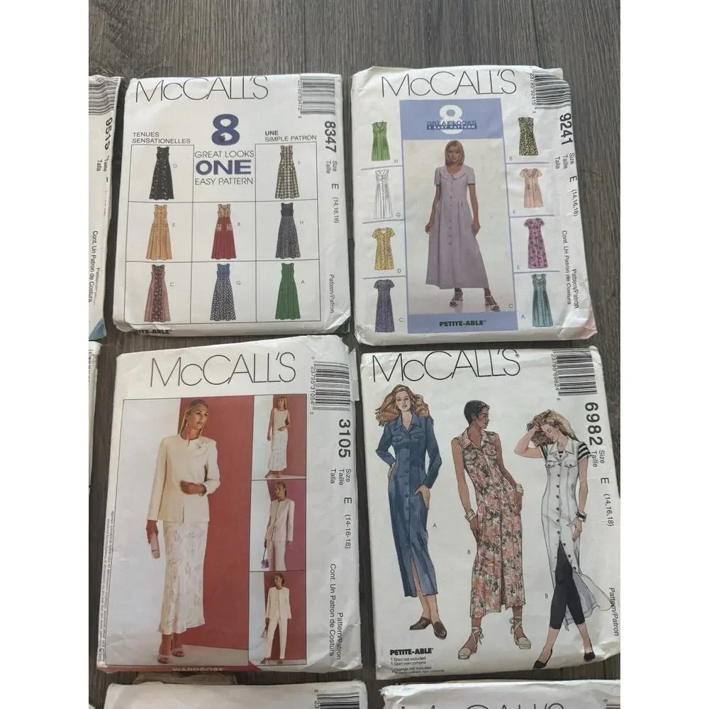 Lot of 12 Vintage McCall’s Women’s Career Wear Dress Suit Sewing Patterns